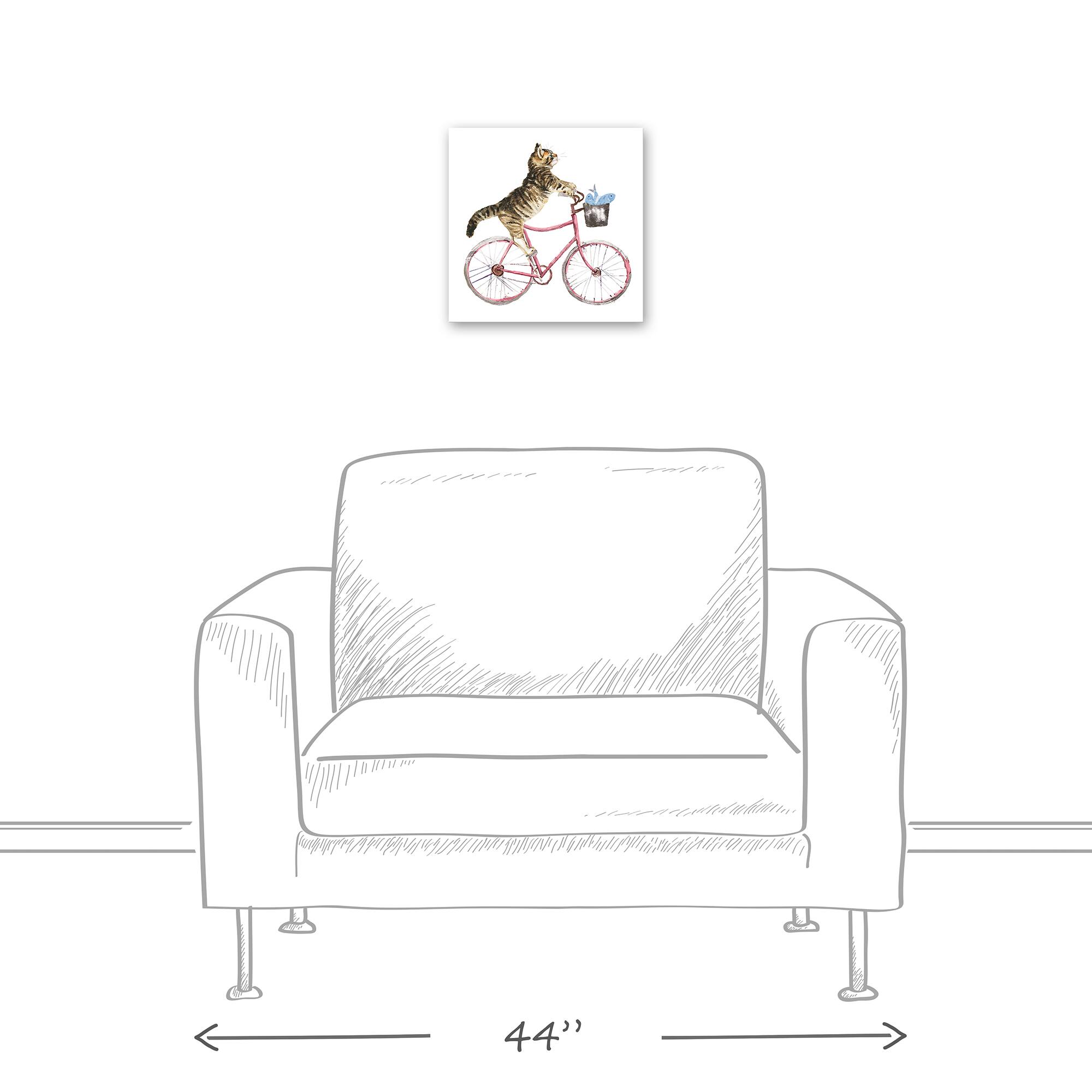 Cat on Bike Canvas Wall Art